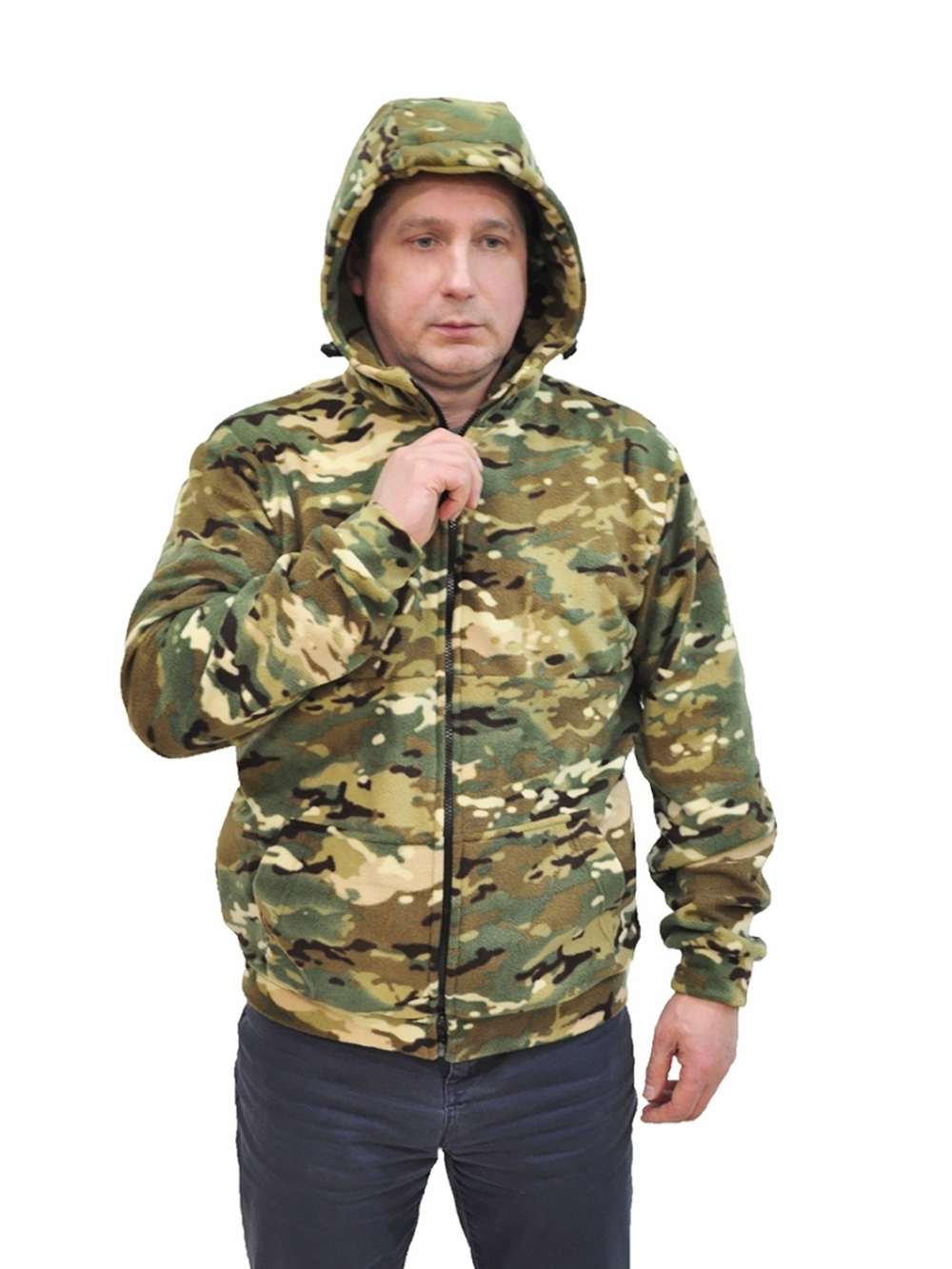 Куртка мужская толстовка военная с карманами прямого кроя