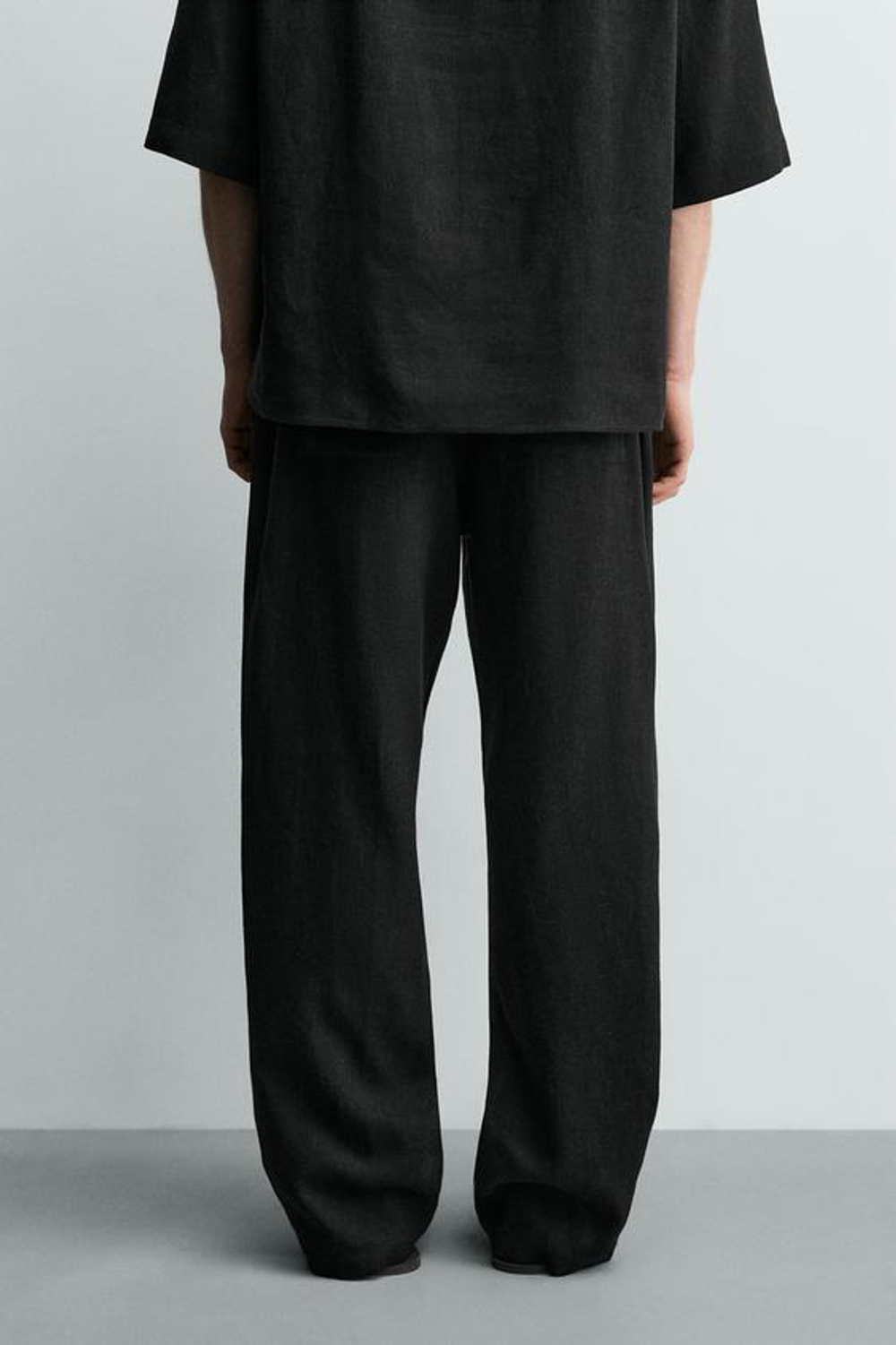 ZARA БРЮКИ RELAXED FIT ИЗ ВИСКОЗЫ И КОНОПЛИ, ЧЕРНЫЙ