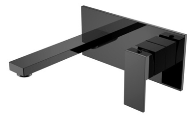 Смеситель для умывальника из стены Qubic Shine Gun Metal