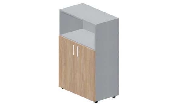 Шкаф 80х44х118см для документов (2 двери+ниша, 2 полки, ручки - хром)