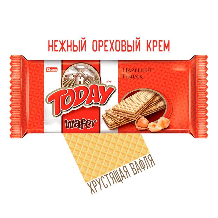Вафли Today Wafer with Hazelnut Cream вкус фундук 35 г
