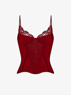 Tоп-бюстье корсетного типа из сатина и кружева