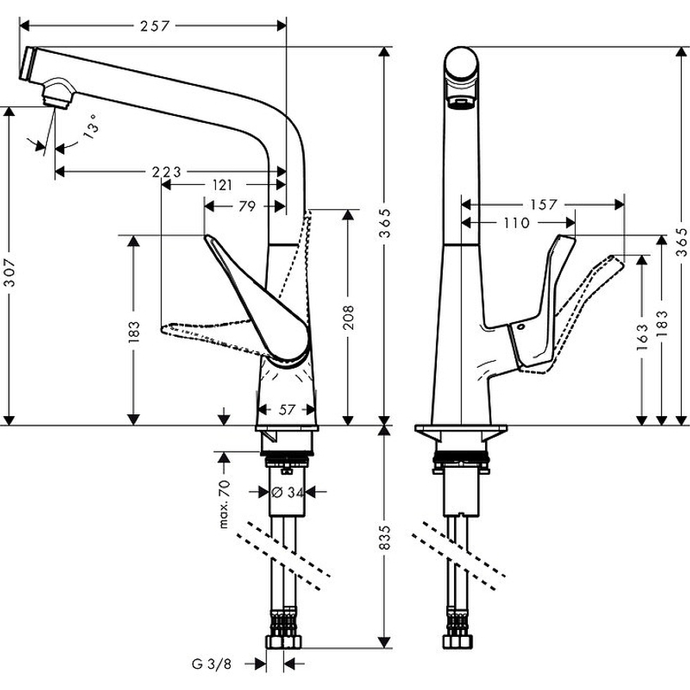 Смеситель для кухни Hansgrohe Metris Select M712-H320 73810800 сталь