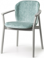 Кресло деревянное с обивкой Scab Design Natural Finn, матовый серый бук, светло-зеленый