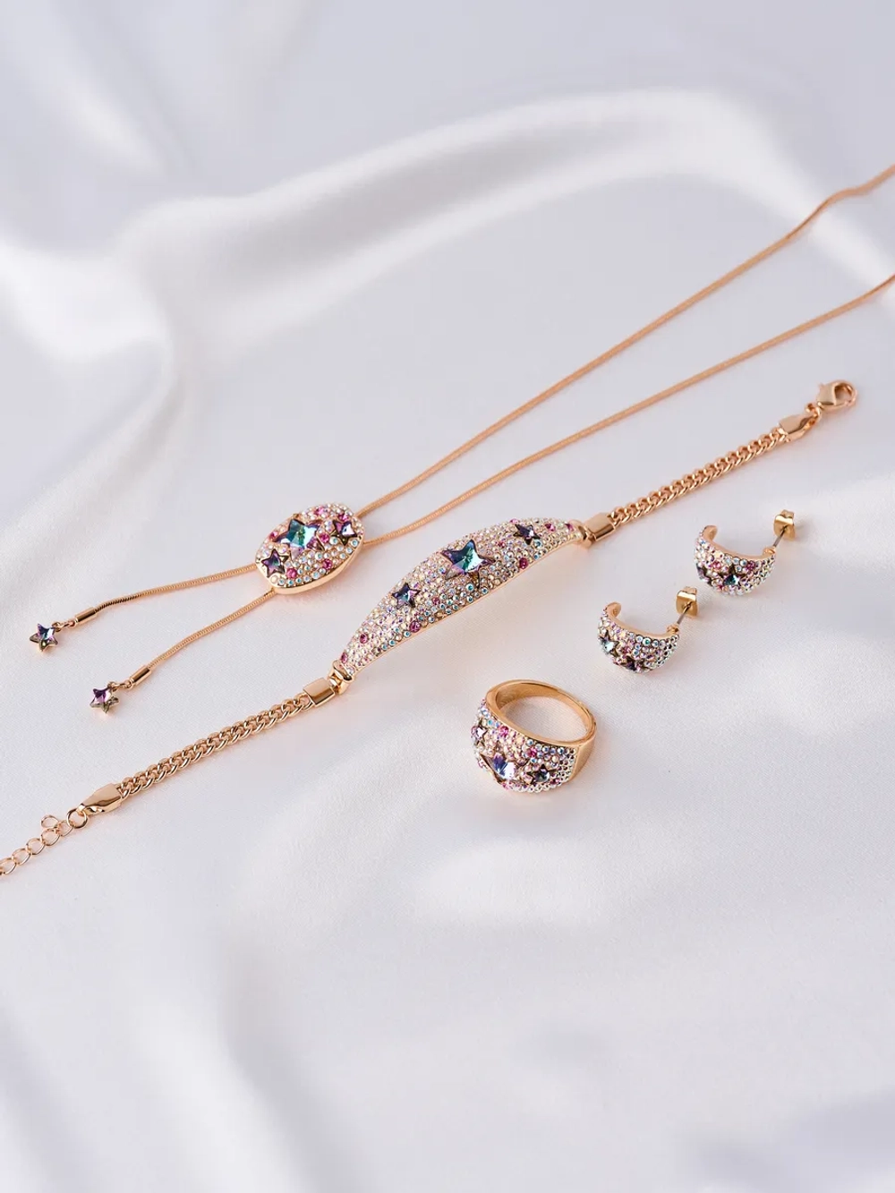 Браслет Звездное небо с фиолетовыми кристаллами Swarovski