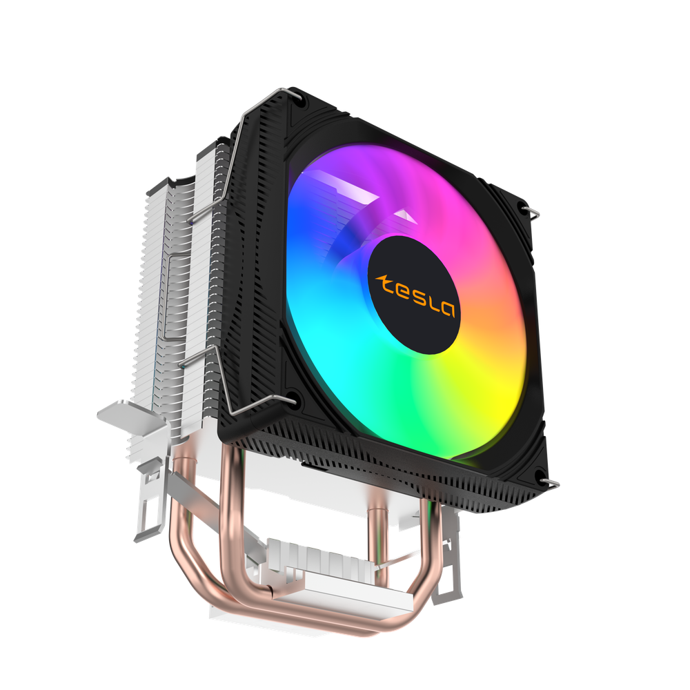 Кулер для CPU TESLA SHADOW 902, 1х92мм, 600-1800rpm, 4-pin, Al+Cu, серебристый-черный-белый/FRGB, 52CFM, 23дБ, 2-PIPE(прямой контакт), TDP 110Вт, INTEL 1700/1200/115x/775/1366, AMD AM5/AM4/AM3(+)/AM2(+)/FM2(+)/FM1/754/940/939 (TSL-902PWM-FRGB)