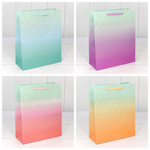 Пакет подарочный 26х32х11см "Градиент" с блестящими вкраплениями (Микс)
