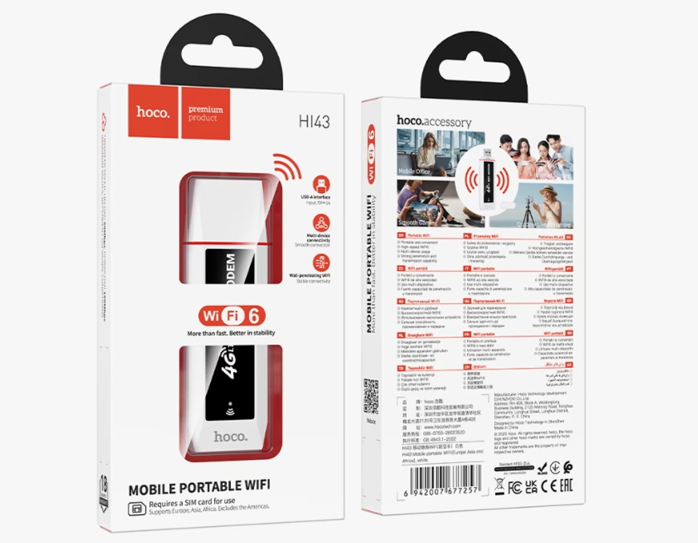 Wi-Fi модем HOCO HI43 WiFi6 USB (белый)