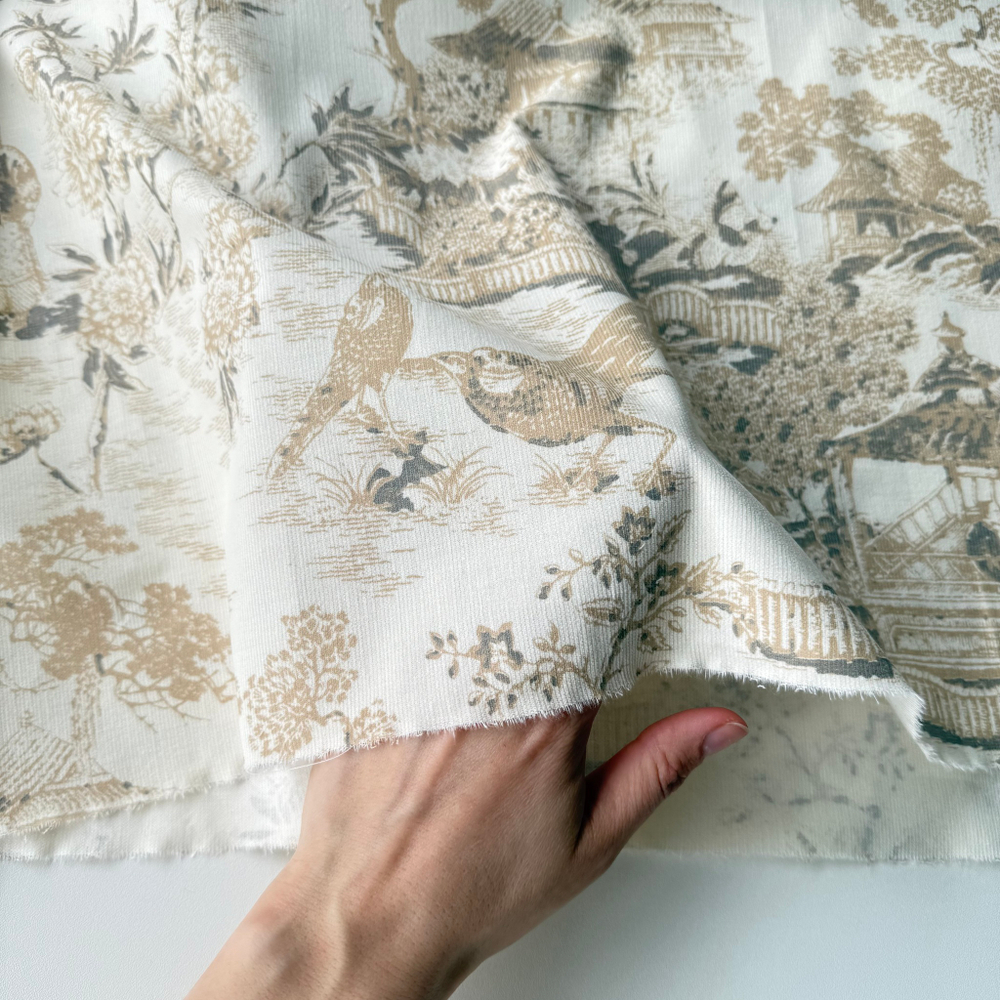 Микровельвет 100% хлопок Китайская церемония (бежевый)