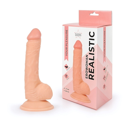 Фаллоимитатор с мошонкой на присоске реалистичный телесный 14 см