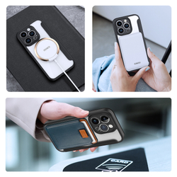 Прозрачный чехол книжка черного цвета с поддержкой MagSafe от Dux Ducis для iPhone 14 Pro Max, серия Skin X Pro Series Case