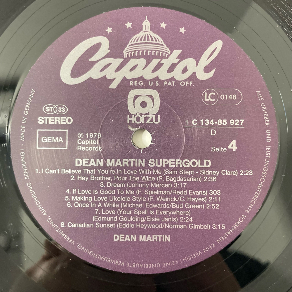 Винтажная виниловая пластинка LP Dean Martin Supergold (Германия 1979)