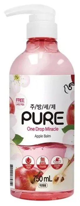 Pigeon Средство для мытья посуды и фруктов для овощей Pure One Drop Miracle Яблочный бальзам с дозатором, 0.75 л
