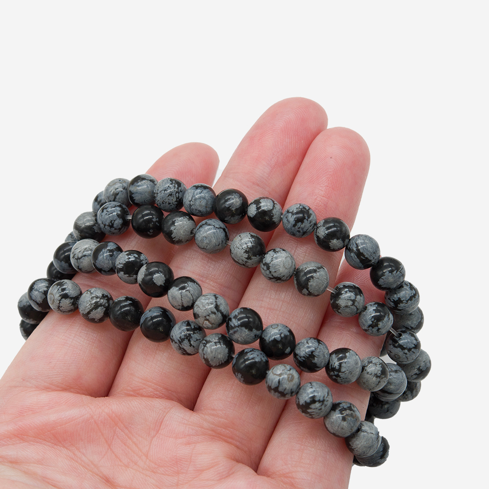 Снежный обсидиан натуральный, категория A, бусины в форме шара 6,8мм