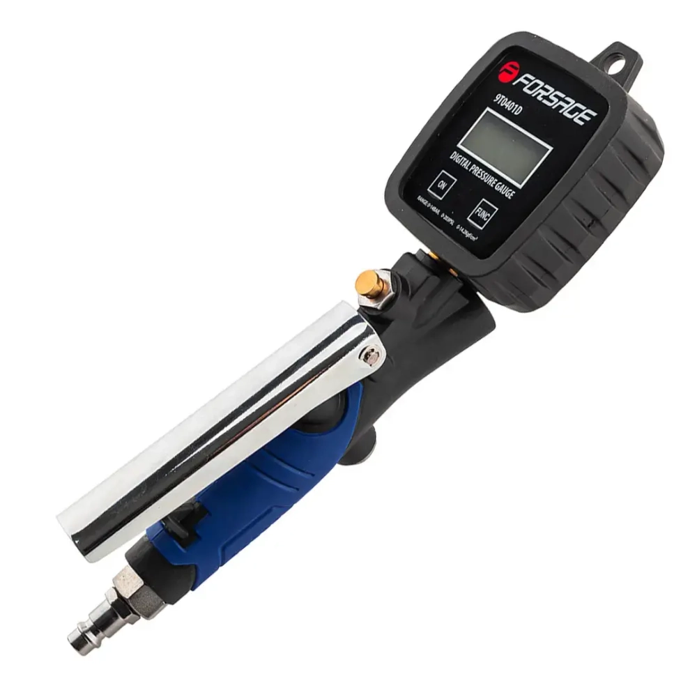 Пистолет для подкачки шин с цифровым манометром, шлангом и жестким удлинителем для грузовых а/м(0-14bar,psi,bar,kpa,kg/cm2, раб. t -18 +40гр) Forsage F-9T0401D