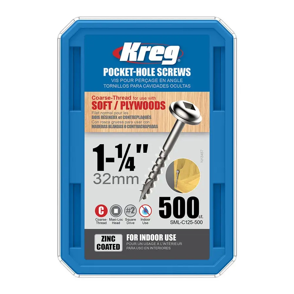 Шурупы с крупным шагом 1-1/4"-500 шт Kreg SML-C125-500-INT