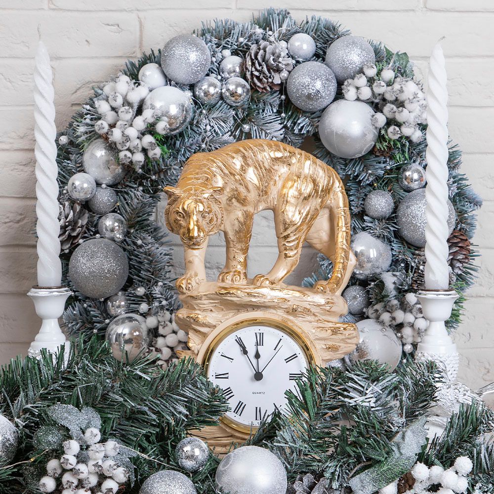 Часы Тигр Айвори Мраморное Золото