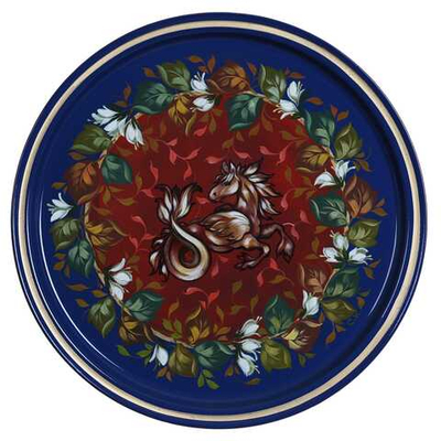 Жостовский поднос декоративный, размер 30 см (A9), металлический