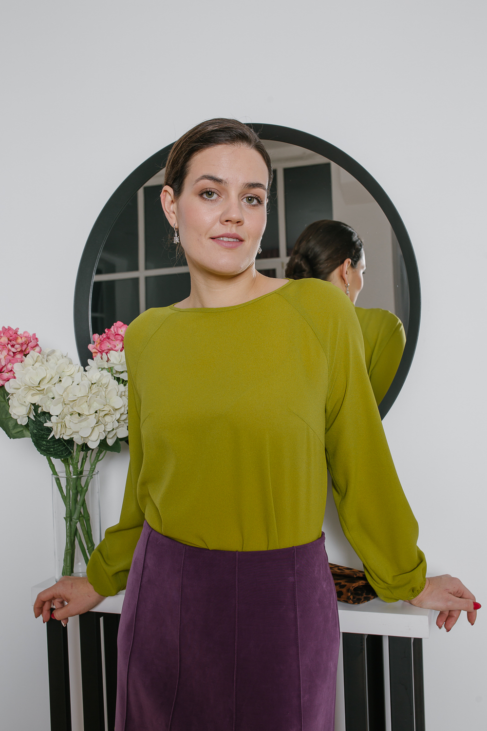 Блузка 3110ВЕ, оливковый #84О093110ВЕ