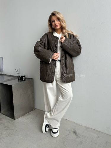 Двусторонняя куртка из эко-кожи шоколадного цвета