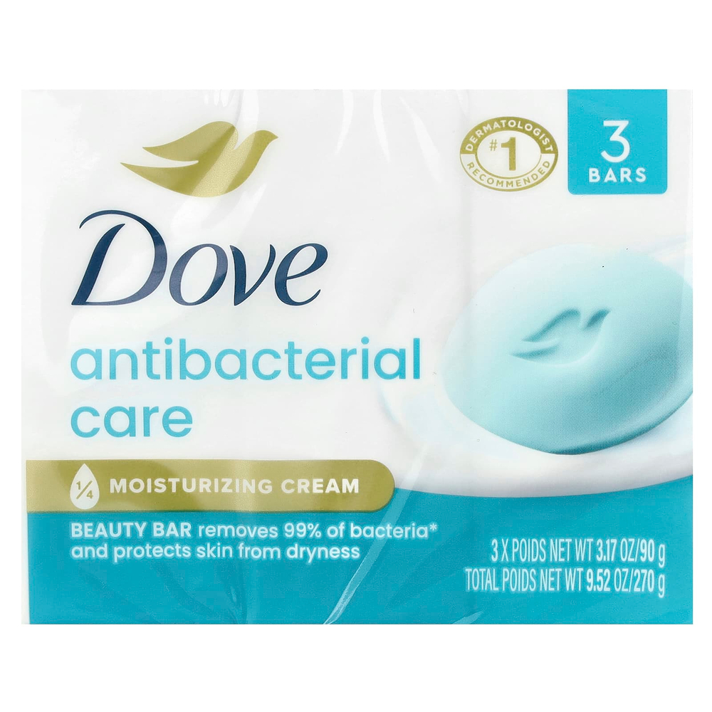 Dove, Care & Protect, антибактериальное косметическое мыло, 3 шт. по 90 г (3,17 унции)