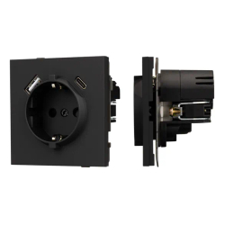 Механизм розетки с USB зарядкой SCT-TENDO-MUAC-SFPL-BK (230V, 16A) (Arlight, -) 054607