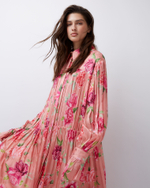 Платье-рубашка из вискозы розы розовый