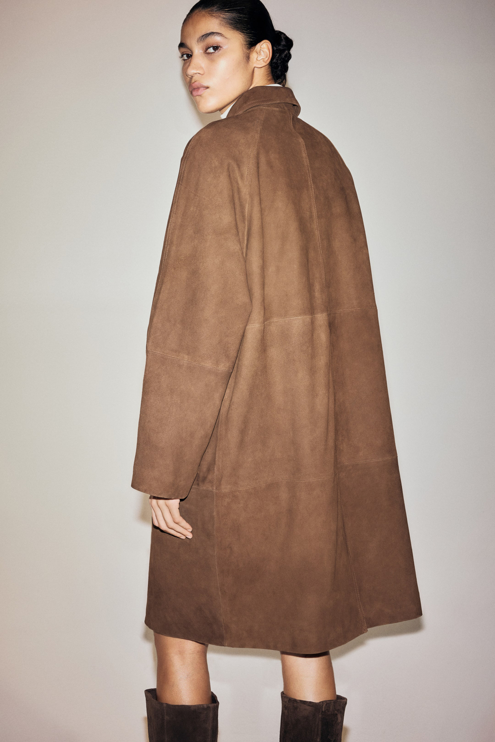 H&M Замшевое пальто, темно-коричневый