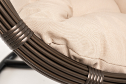 "Венеция" подвесное кресло-кокон из искусственного ротанга, цвет соломенный с бежевой подушкой