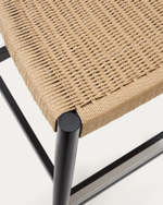 Nina Полубарный стул из массива акации с черной отделкой и бежевой веревкой 62 см