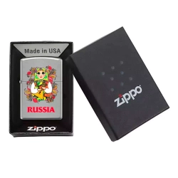 Зажигалка Zippo 200 Русская Матрешка, Brushed Chrome