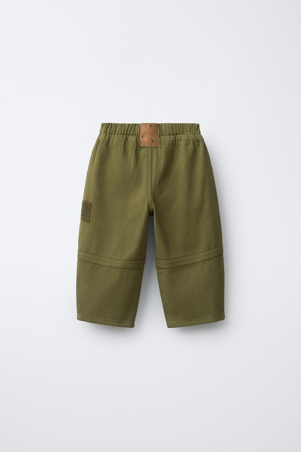 ZARA БРЮКИ СВОБОДНОГО КРОЯ ИЗ ТВИЛА С НАШИВКАМИ, ХАКИ