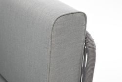 "Канны" угловой модуль плетеный из роупа, каркас алюминий белый шагрень, роуп светло-серый круглый, ткань светло-серая