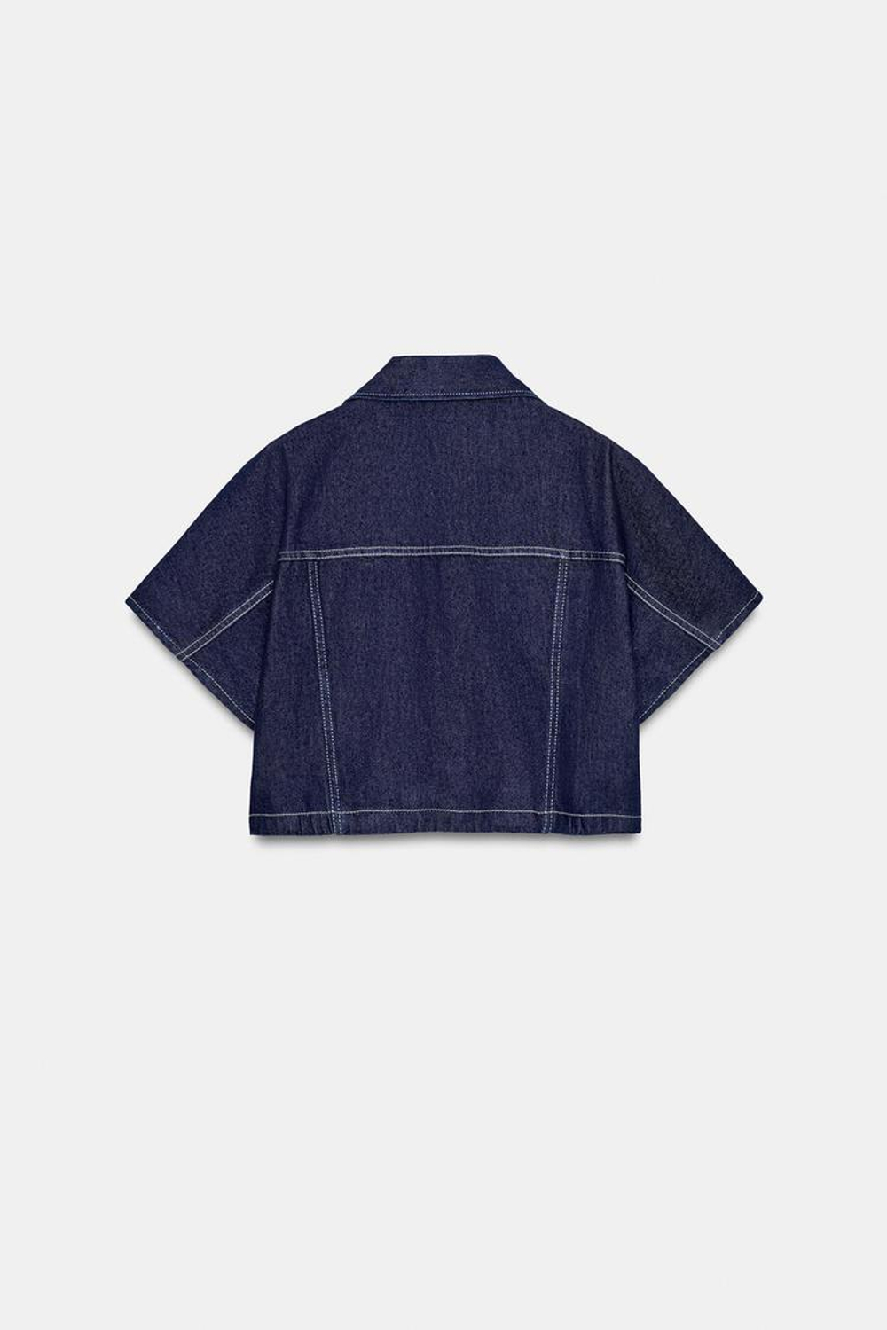 ZARA КОРОТКАЯ ДЖИНСОВАЯ РУБАШКА Z1975, СИНИЙ