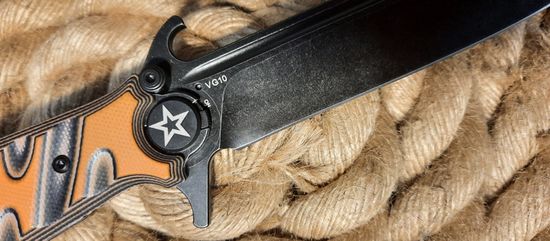 Нож НОКС Финка-С сталь VG10 Black Orange (342-538496) - юбилейный "80 лет Победы!"