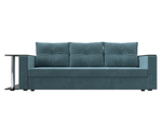 Диван прямой Атланта со столом слева, Бирюзовый, Велюр, 112471
