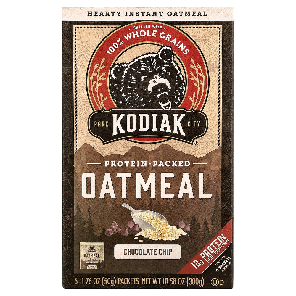 Kodiak Cakes, Овсянка с протеином, с шоколадной крошкой, 6 пакетиков по 50 г (1,76 унции)