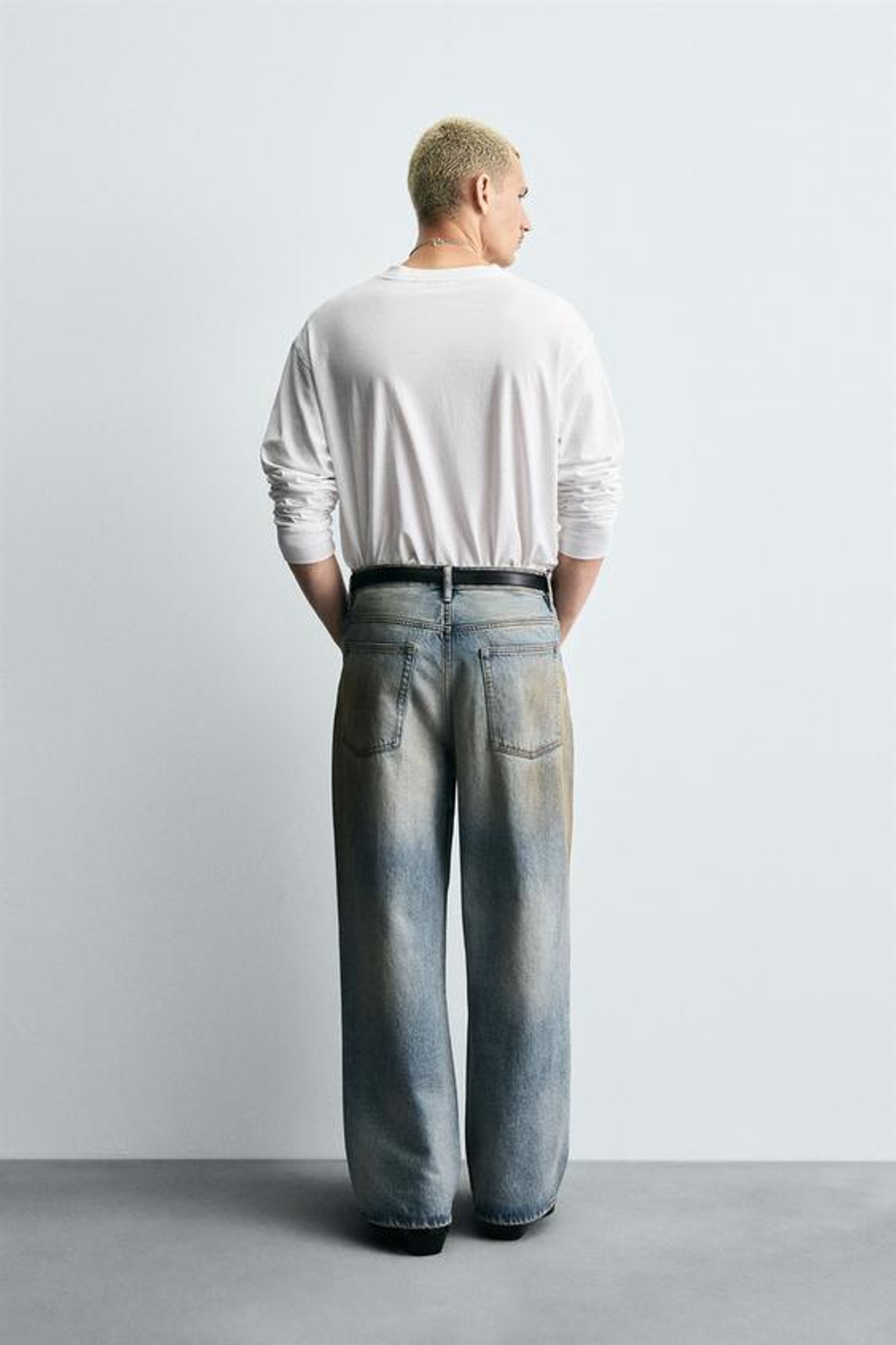 ZARA ДЖИНСЫ BAGGY FIT С ЭФФЕКТОМ ВИНТАЖА, ГОЛУБОЙ