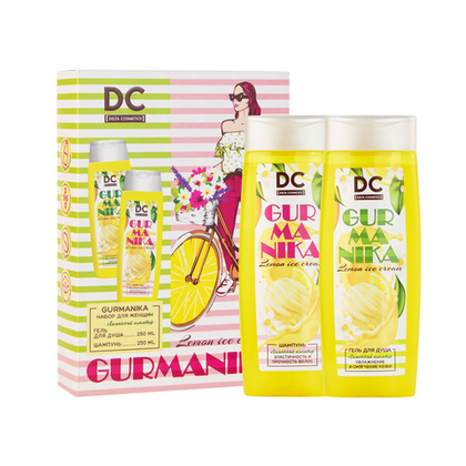 Косметический набор для женщин GURMANIKA «ЛИМОННЫЙ ПЛОМБИР» (гель для душа 250 мл + шампунь 250 мл)