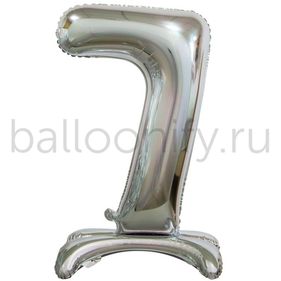 Шар ЦИФРА 7 Silver на подставке 30" 76 см
