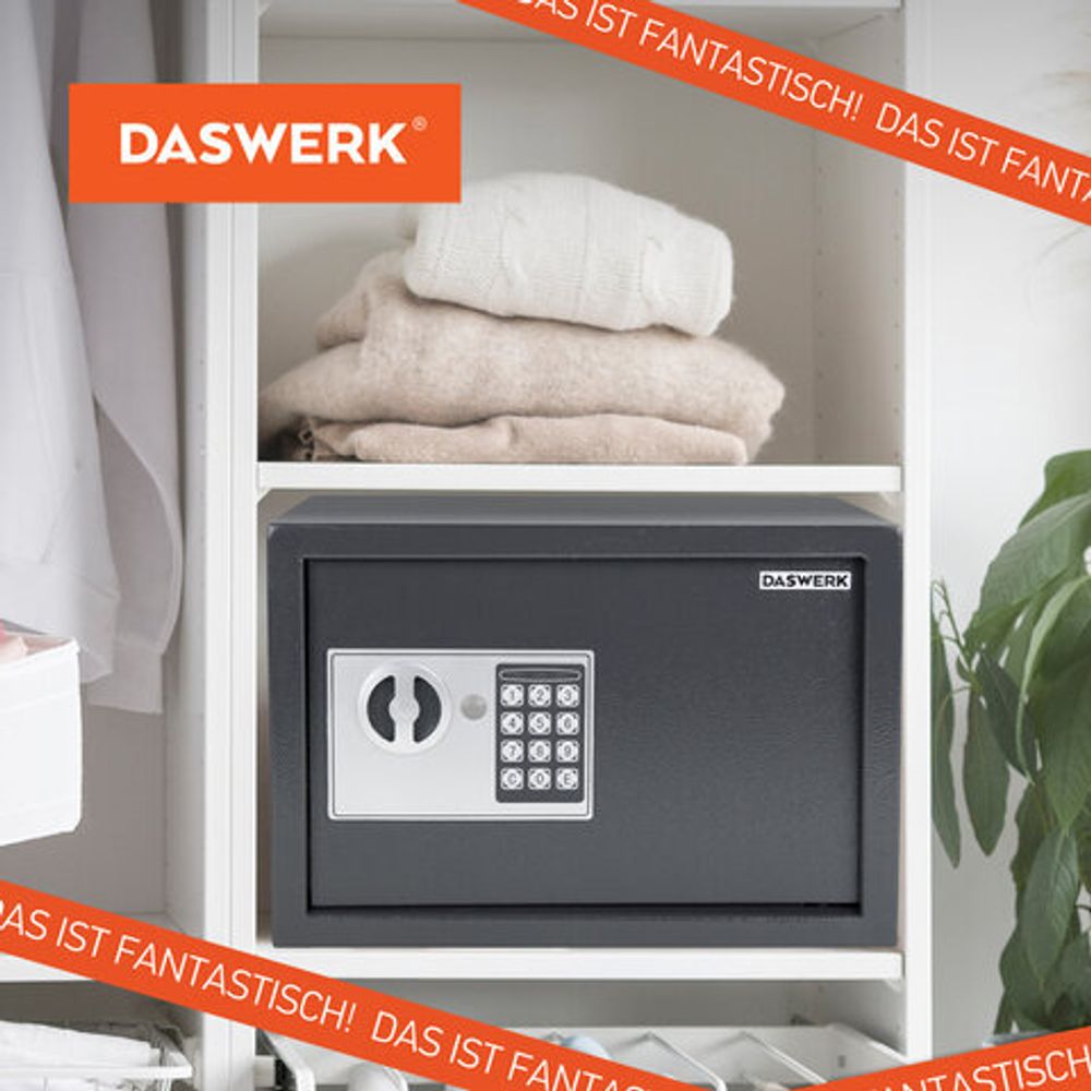 Сейф мебельный DASWERK SC-250EL (250х350х250 мм), электронный замок, графит, 291343