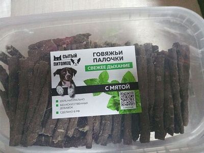 Лакомство для собак Сытый Питомец Говяжьи палочки СВЕЖЕЕ ДЫХАНИЕ с мятой, уп. 1200 г(Фасовка, цена за гр)