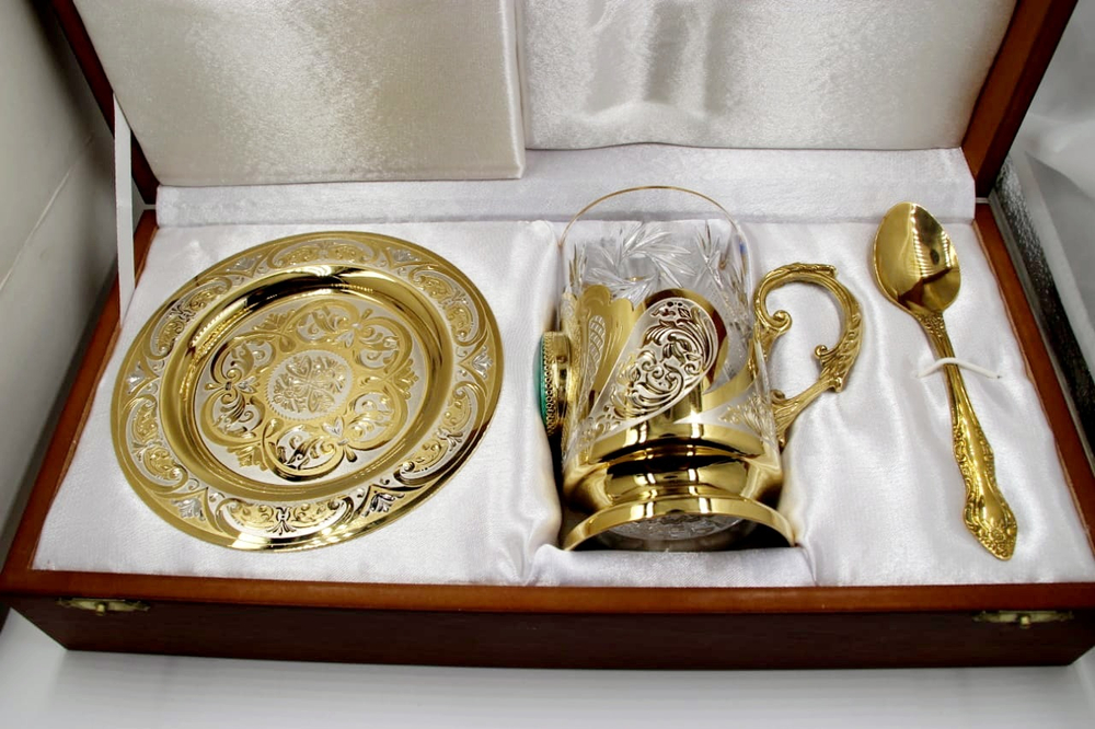 Чайный набор с блюдцем "Малахит"