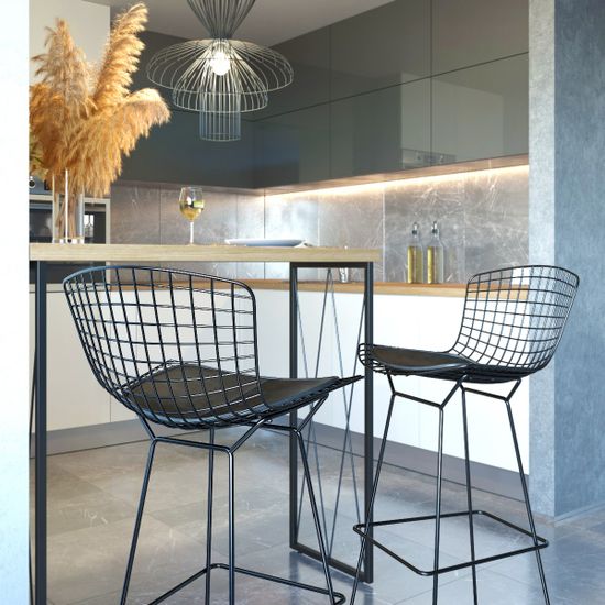 Полубарный металлический стул Bertoia 63 см