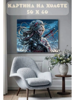 Картина на стену 40 X 50 Девушка самурай киборг