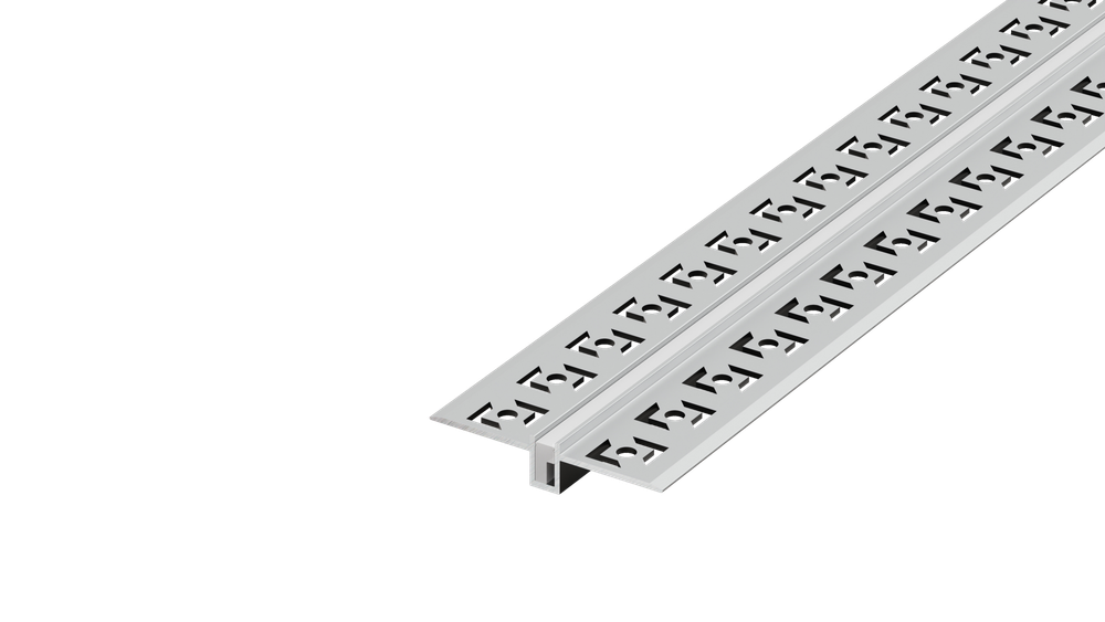 Встраиваемый алюминиевый анод. профиль под шпаклевку,  45, 9х9, 6х2000мм. В комплекте матовый экран,  4 торцевые заглушки,  алюминий