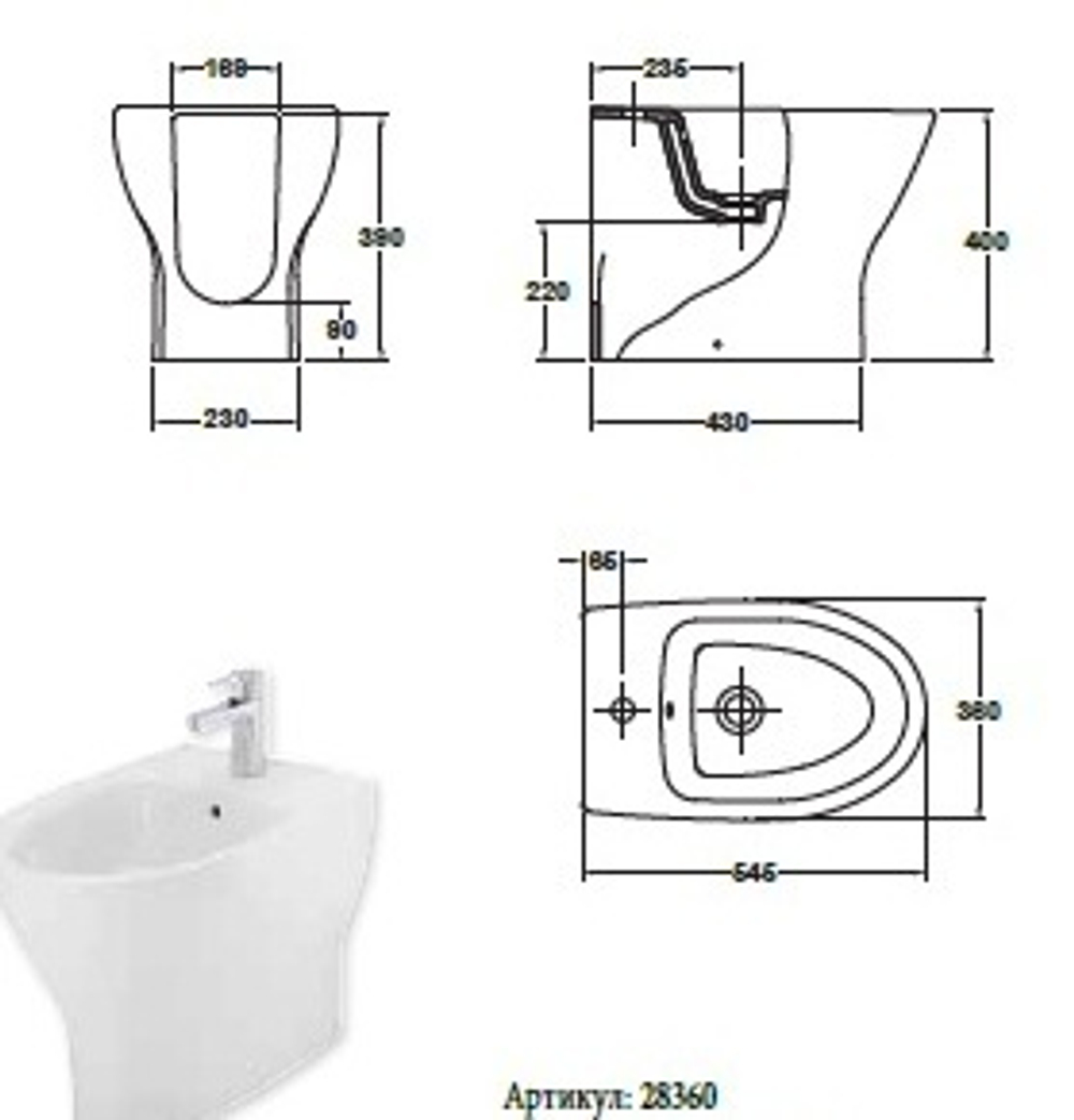 Биде напольное Jazz Gala  28360 схема