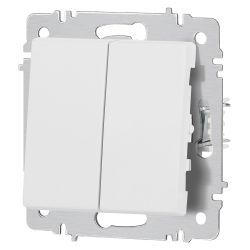 Выключатель Intro Accent 6-104-01М двойной, 10А-250В, IP20, СУ, AL/CU, белый матовый | Intro