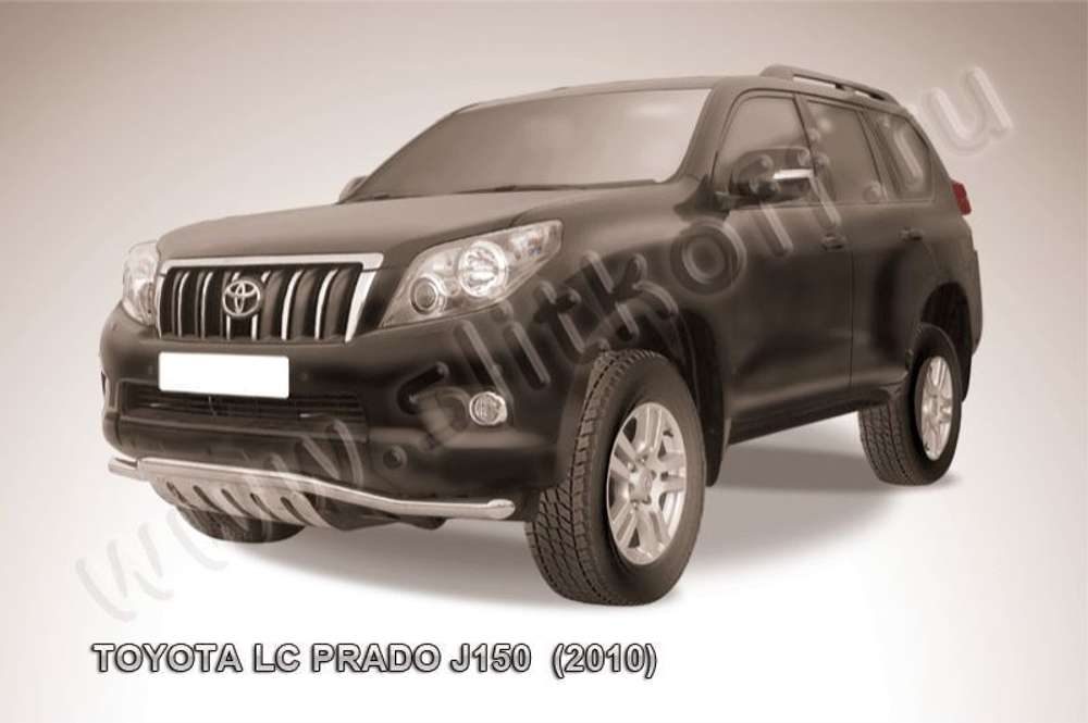 Защита переднего бампера (нержавейка) Toyota Land Cruiser Prado J150 (2009-2013) d57 волна с листовой защитой картера