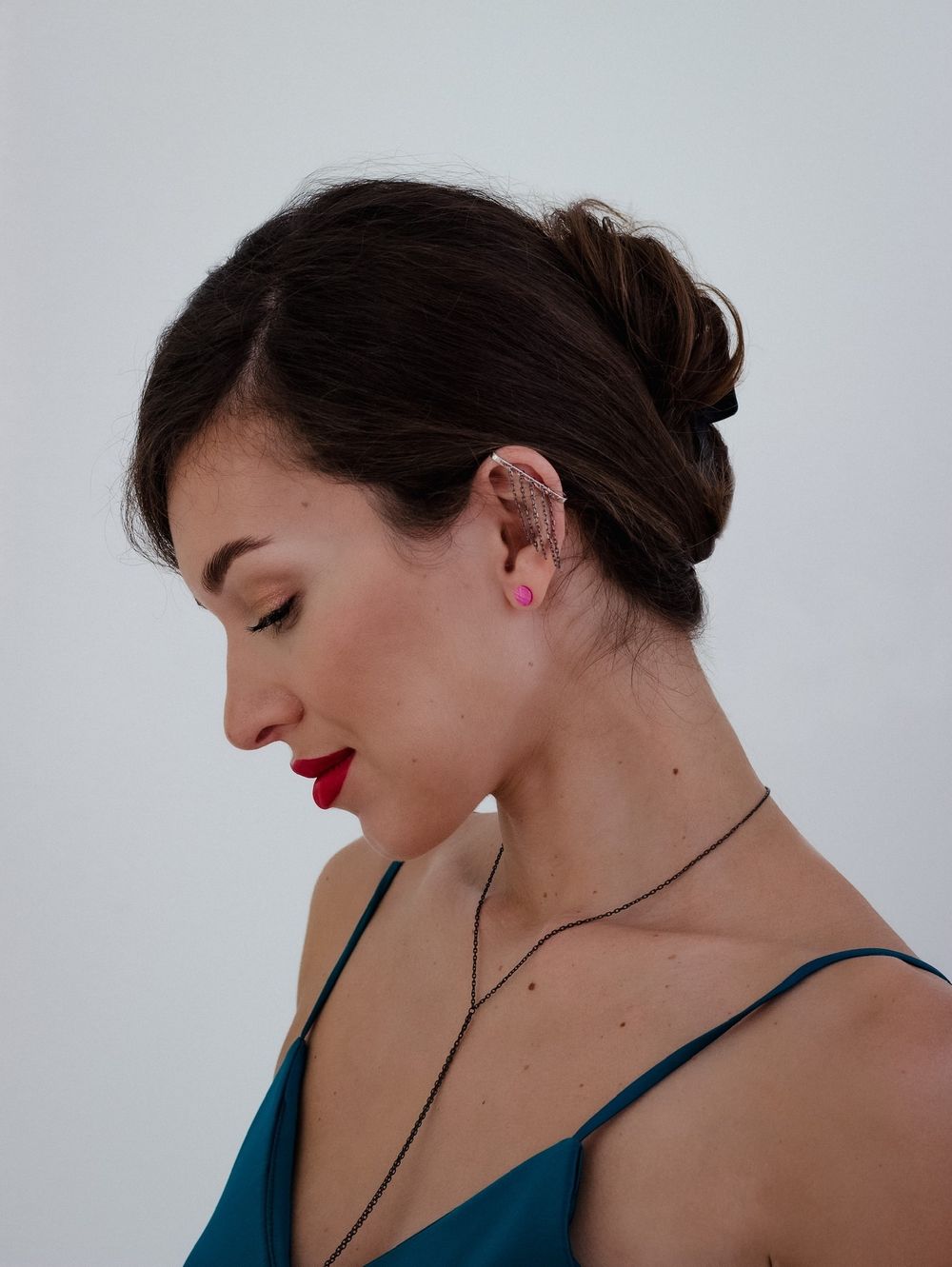 Cерьги-пусеты круг Fuchsia